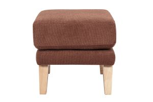 Pouf repose-pieds scandinave en tissu chenille terre brûlée et bois clair OSLO