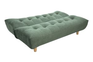 Canapé convertible scandinave 3 places en tissu chenille vert kaki et bois clair YUMI
