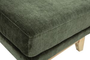 Pouf poggiapiedi scandinavo in tessuto effetto velluto verde kaki e legno chiaro OSLO