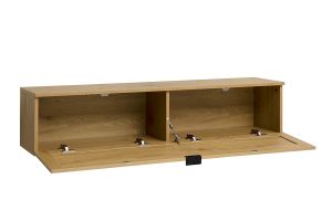 Rangement mural finition bois clair et cannage rotin 1 porte L135 cm MANILLE