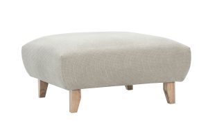 Pouf repose-pieds en tissu chenille beige et bois clair L75 cm BASTILLE