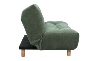 Canapé convertible scandinave 3 places en tissu chenille vert kaki et bois clair YUMI