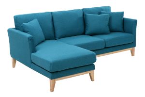 Divano angolare a sinistra scandinavo Blu anatra sfoderabile OSLO