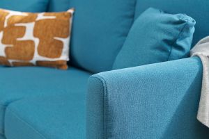 Divano angolare a sinistra scandinavo Blu anatra sfoderabile OSLO