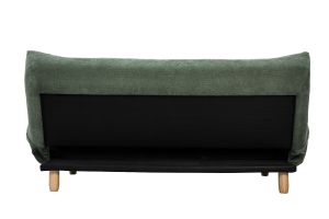 Canapé convertible scandinave 3 places en tissu chenille vert kaki et bois clair YUMI