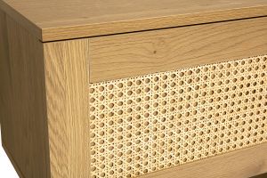 Rangement mural finition bois clair et cannage rotin 1 porte L135 cm MANILLE