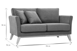 Canapé scandinave déhoussable 2 places en tissu chenille terre brûlée et bois clair OSLO
