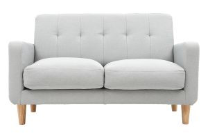 Canapé scandinave 2 places en tissu gris clair et bois clair LUNA