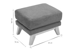 Pouf repose-pieds scandinave en tissu chenille terre brûlée et bois clair OSLO