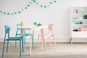 Chaises design empilables gris clair intérieur - extérieur (lot de 2) ANNA