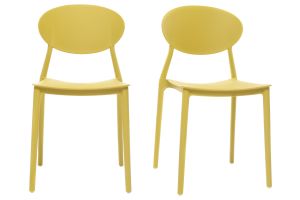 Chaises design empilables jaunes intérieur - extérieur (lot de 2) ANNA