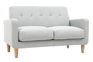 Canapé scandinave 2 places en tissu gris clair et bois clair LUNA