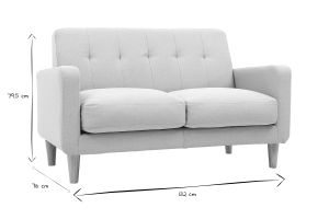 Canapé scandinave 2 places en tissu gris clair et bois clair LUNA