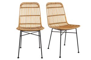 Chaises en rotin et métal noir (lot de 2) MALACCA