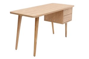 Bureau avec rangements 2 tiroirs scandinave bois clair chêne L140 cm FIFTIES