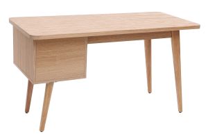 Bureau avec rangements 2 tiroirs scandinave bois clair chêne L140 cm FIFTIES