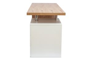 Bureau avec rangements 3 tiroirs design bois clair chêne et blanc L140 cm CALIX