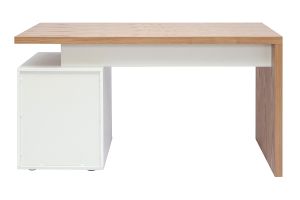 Bureau avec rangements 3 tiroirs design bois clair chêne et blanc L140 cm CALIX