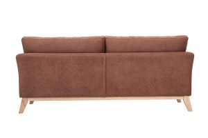 Canapé scandinave déhoussable 3 places en tissu chenille terre brûlée et bois clair OSLO