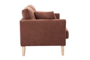 Divano scandinavo sfoderabile 2 posti in tessuto chenille terra bruciata e legno chiaro OSLO