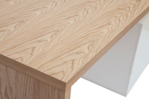 Bureau avec rangements 3 tiroirs design bois clair chêne et blanc L140 cm CALIX