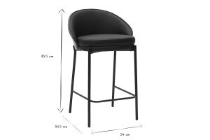 Tabourets de bar noirs, bois foncé et métal H65 cm (lot de 2) TUCSON