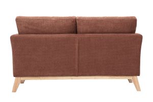 Divano scandinavo sfoderabile 2 posti in tessuto chenille terra bruciata e legno chiaro OSLO
