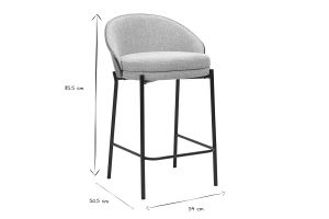 Tabourets de bar en tissu effet velours texturé gris, bois foncé et métal H65 cm (lot de 2) TUCSON
