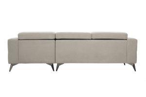Canapé d'angle droit 3 places avec têtières ajustables en tissu chenille beige et métal NORELL