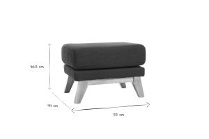 Pouf repose-pieds déhoussable scandinave en tissu bleu foncé et bois clair OSLO