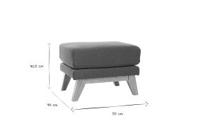 Pouf repose-pieds déhoussable scandinave en tissu bleu canard et bois clair OSLO