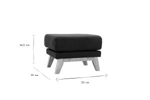 Pouf repose-pieds déhoussable scandinave en tissu gris foncé et bois clair OSLO
