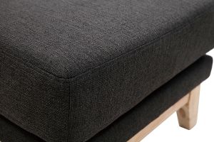 Pouf repose-pieds déhoussable scandinave en tissu gris foncé et bois clair OSLO