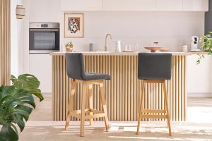 Sgabello da bar legno e grigio perla 65cm set di 2 KLARIS