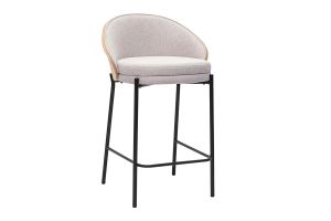 Tabourets de bar en tissu effet velours texturé beige, bois foncé et métal H65 cm (lot de 2) TUCSON