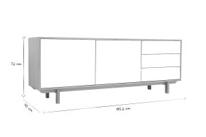 Buffet scandinave bois et blanc 2 portes 3 tiroirs L195 cm SID