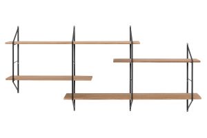 Etagère murale XL modulable en bois clair et métal noir L191 cm BRIDGE
