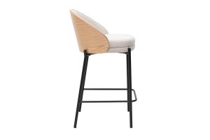 Tabourets de bar en tissu effet velours texturé beige, bois foncé et métal H65 cm (lot de 2) TUCSON