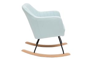 Rocking chair scandinave en tissu menthe à l'eau, métal noir et bois clair ALEYNA