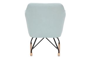Rocking chair scandinave en tissu menthe à l'eau, métal noir et bois clair ALEYNA