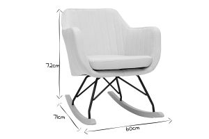 Rocking chair scandinave en tissu menthe à l'eau, métal noir et bois clair ALEYNA
