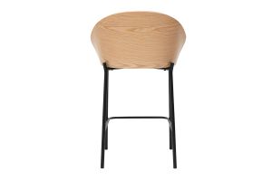 Tabourets de bar en tissu effet velours texturé beige, bois foncé et métal H65 cm (lot de 2) TUCSON