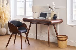 Chaise design noir et bois foncé noyer BENT