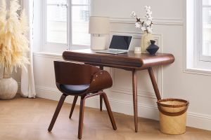 Chaise design noir et bois foncé noyer BENT