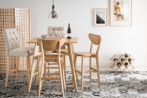Tabourets de bar scandinaves finition chêne H65 cm (lot de 2) LEENA