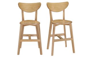 Tabourets de bar scandinaves finition chêne H65 cm (lot de 2) LEENA