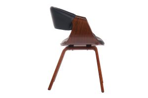 Fauteuil design noir et bois foncé noyer ARAMIS