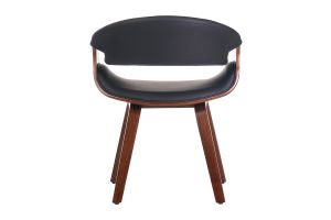 Fauteuil design noir et bois foncé noyer ARAMIS