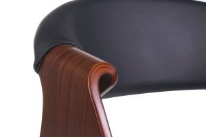 Fauteuil design noir et bois foncé noyer ARAMIS