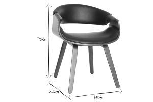 Fauteuil design noir et bois foncé noyer ARAMIS